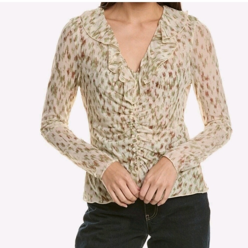 CAbi Dapple Top, Ruffle Blouse NIB